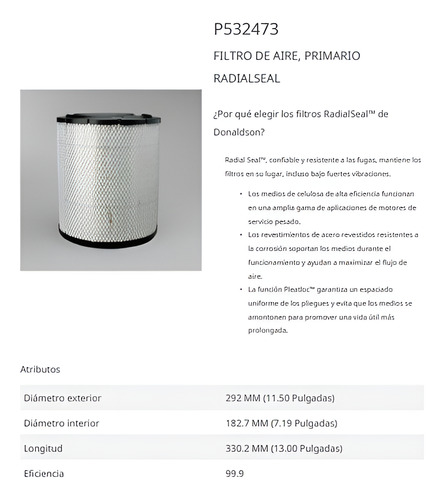 P532473 Air Filter Primary Radialseal