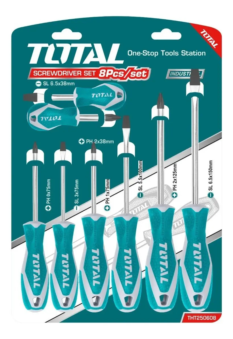 Kit De 8 Destornilladores Industrial Total Tht250608