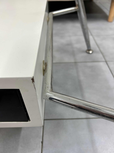 Mesa Ratona Kabul Vidrio Y Cromo Con Cajon 120x70cm Outlet