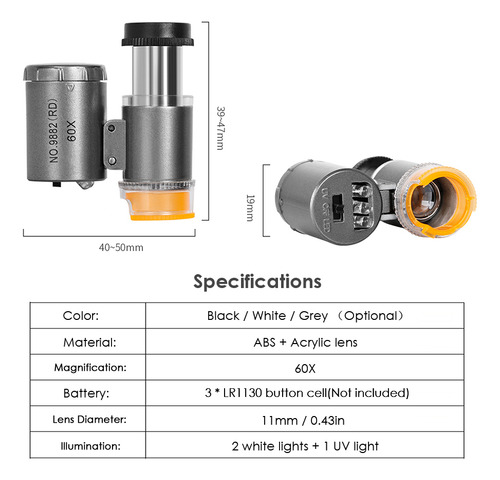 Lupas De Aumento Uv Gemologists 60x Hobbyists 2