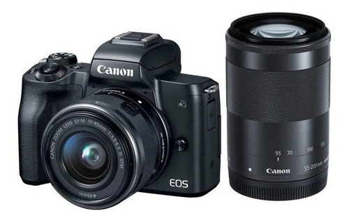 Imagen 3 de 7 de Canon EOS Kit M50 Mark II + lente 15-45mm 3.5-6.3 IS STM + lente 55-200mm sin espejo color negro