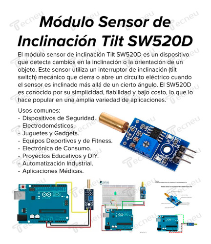 Kit 10 Modulos Tilt Sw520 Sensor De Inclinacion Arduino Pic