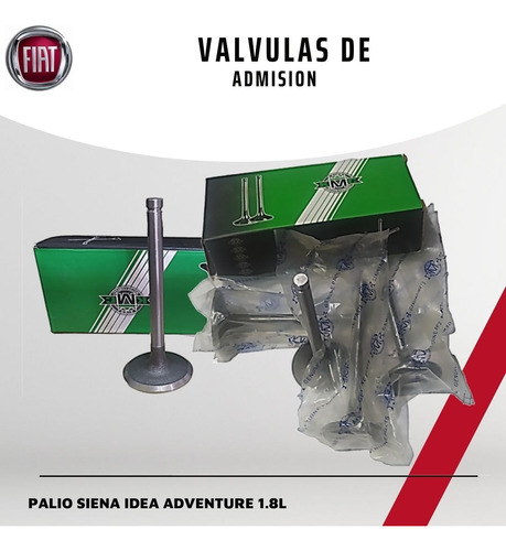 Valvulas De Admision Para Fiat Palio Siena Strada Idea 1.8/8