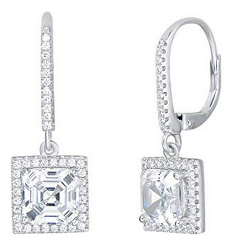 Fancime Rhodium Plated 925 Sterling Silver Square Cz Cubic Z