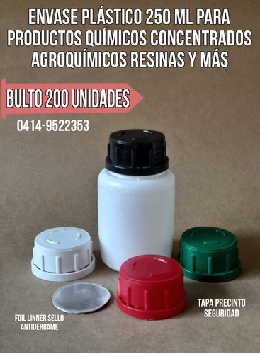 Envase 250 Ml Para Agroquímicos Venenos Tintas Químicos 