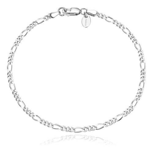 Adabele Pulsera Figaro De Plata De Ley 925 De 0.079 In Con C