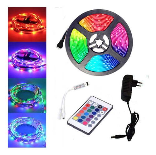 Cinta De Luces Led Multicolor Rgb 5mts + Control + Adaptador