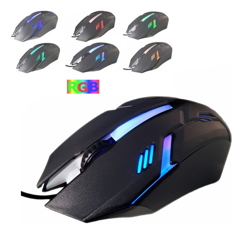 Mouse Gamer Barato Led Rgb Usb Com Fio 1200dpi Exbom Ms-62