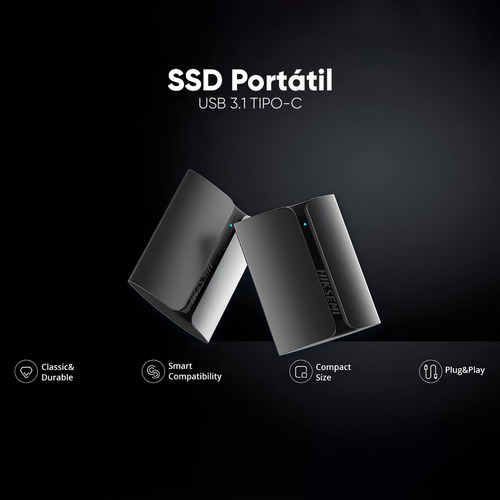 Hiksemi by Hikvision Unidad De Estado Solido Ssd Portátil 2 Tb Conector Usb 3.1 Tipo C Ideal Para Almacenar Cualquier Tipo De Información (videos, Fotos, Documentos, Etc...)