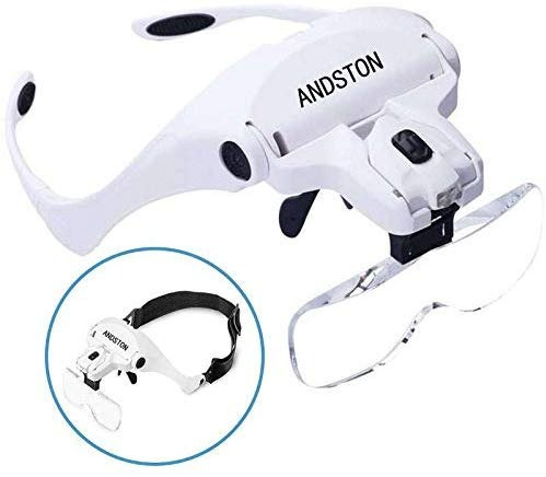 Andston Cabeza De Montaje Lupa Con 2 Led Profesional De La J