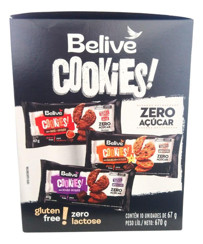 Kit Com 10 Cookies Sabor Avelã E Chocolate Zero Açúcar 67g