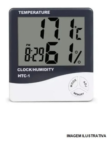 Imagem 2 de 6 de Medidor Temperatura Umidade Termo Higrômetro Relógio Digital