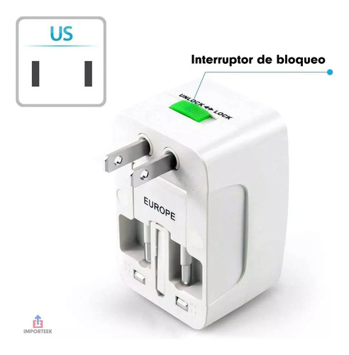20pz Adaptador Convertidor Clavija Corriente Universal Viaje