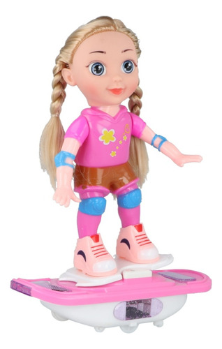 Muñeca Con Patineta Gira 360 Grados Con Luz Y Sonido Calidad