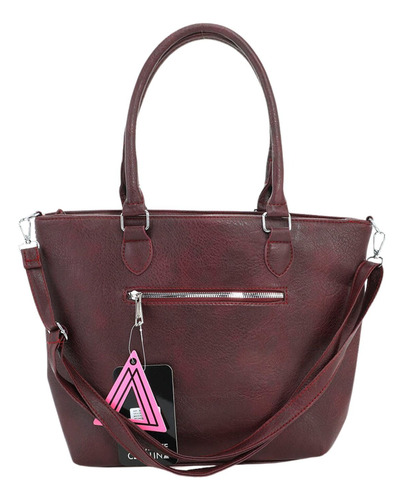 Cartera Pu Rebeca Agarrate Catalina Bordó Liso Níquel Bordó