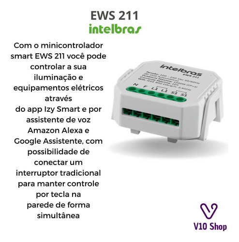 Kit 2 Minicontrolador Smart Wifi Com Entrada Pra 1 Interrup