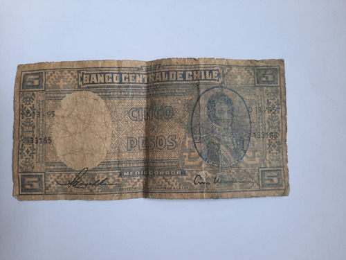 Billete De 5 Pesos (medio Cóndor) República De Chile