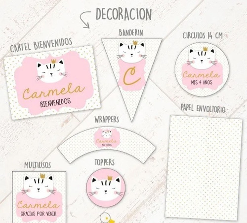Kit Imprimible Gatita Gata Gato Cat Candy Bar Glitter U23