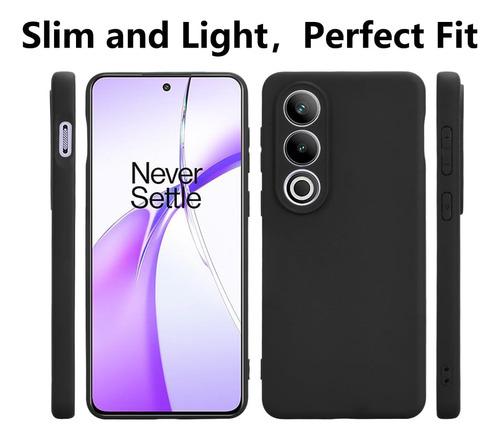 Funda Silicona Líquida Tpu Carcasa Para Oneplus Ace 3v+mica Negro Oneplus Ace 3v