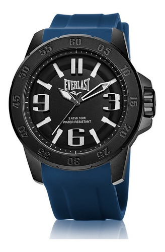 Relógio Masculino Everlast Pulseira Silicone Azul E6962
