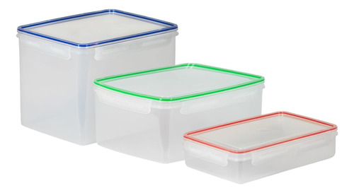 Set X3 Unidades Taper Contenedor Herméticos Diferente Tamaño Transparente