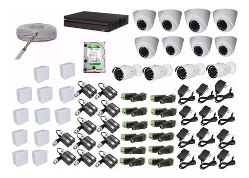 Kit 12 Cámaras De Seguridad Dahua 1080p Hd + Dvr 16 Canales