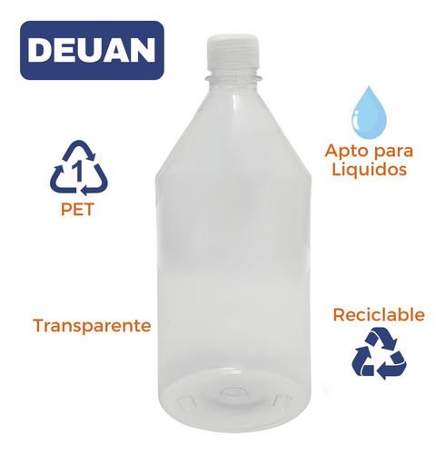Botella Pet 1000 Cc Sin Tapa Pack 200 Botellas