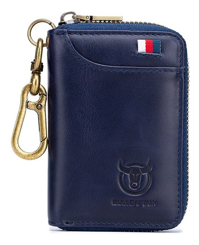 Porta Llaves Cartera Mini Rfid Cuero Genuino Para Hombre