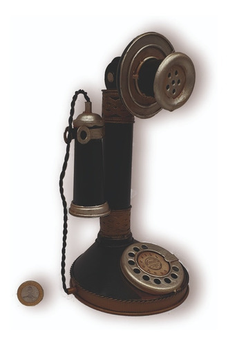 Telefono Vela Antiguo Adorno Metal Coleccion 13 X 26 Cm
