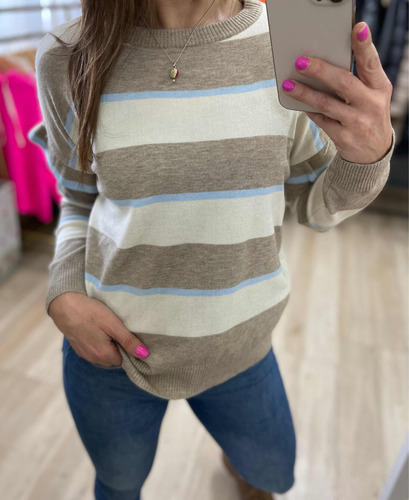 Sweater Rayado Con Volado The Big Shop