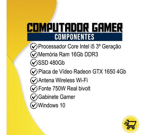 Imagem 2 de 8 de Pc Gamer Darius Completo I5 3ºger. Gtx 1650 16gb Ssd 480gb