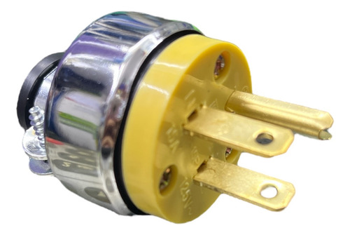 Enchufe Macho Amarillo Metal Vinil Con Tierra