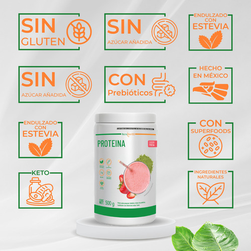 Proteína De Suero De Leche Sin Azúcar Natural Nutrasien 500g Sabor Fresa