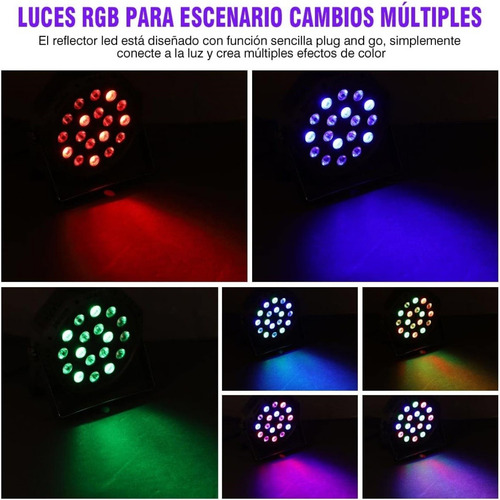Reflector Led Rgb 36x1 Cañon Luces Auto Audio Rítmico
