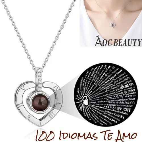 Collar Dije Proyector Te Amo 100 Idiomas Collar Te Amo