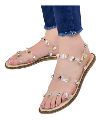 Sandalias Transparentes Estoperoles Huaraches Dama 