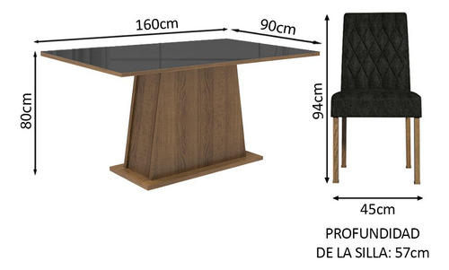Juego De Comedor Mesa Vidrio Y 4 Sillas Madesa Oxford Mn 06