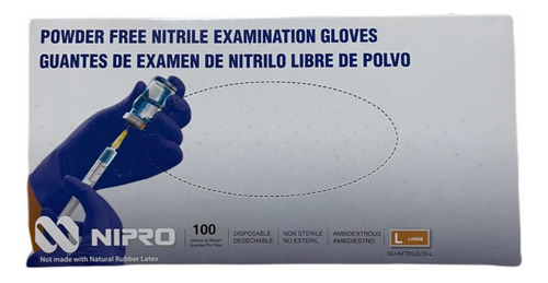 Guante De Examen De Nitrilo Libre De Polvo - Talla L