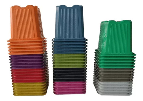 Maceta Cuadrada De Colores #6.5 X 100 Unidades