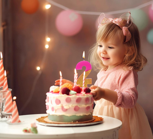 Vela De Cumpleaños Rosa 2, Velas De Ambiente Decorativo Con