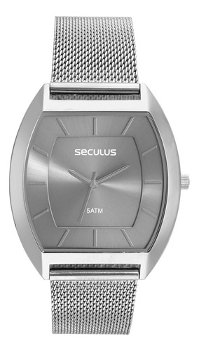 Relógio Seculus Masculino Prata Quadrado 23715g0 42x48mm