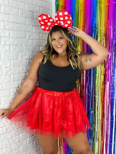 Saia tule sales vermelha adulto