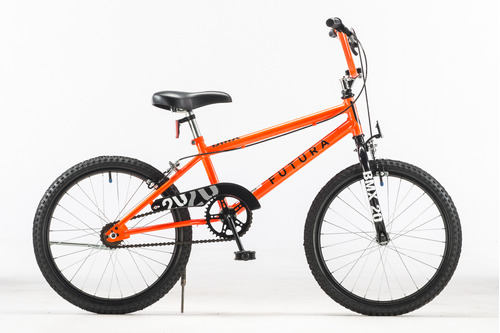 BMX Futura BMX color naranja con pie de apoyo  