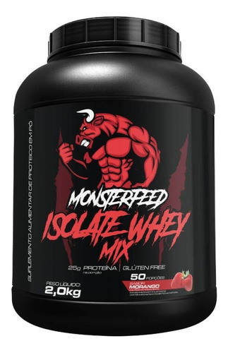 Isolate Whey Mix 2kg Monsterfeed Sabor Morango