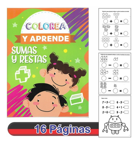 Cuaderno Para Colorear Sumas Y Restas - Pinguscolor - Color Verde claro