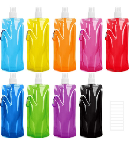 Tomnk 9pcs Botellas De Agua Plegables Cantimplora Reutilizab