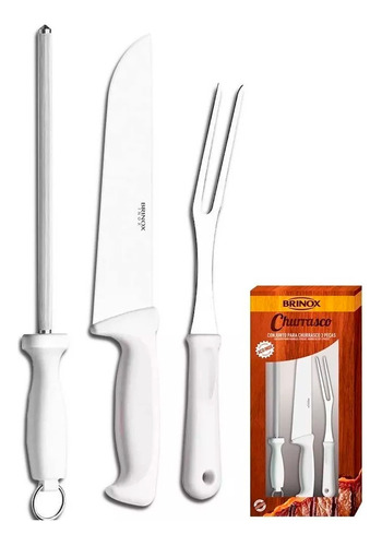 Conjunto Para Churrasco Inox Precision 3 Pçs 2554/102 Brinox