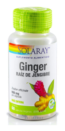 Raíz De Jengibre 60 Cápsulas Veganas Solaray Ginger