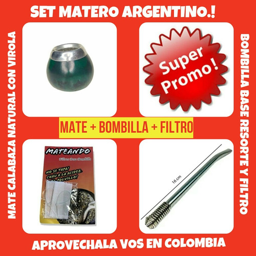 Promo ! Mate Calabaza Natural+bombill - Kg a $1047