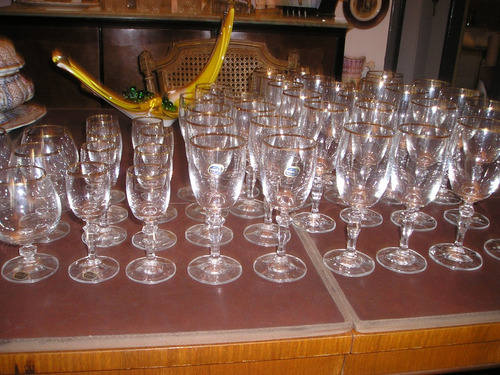 600-juego De 44 Copas Cristal Bohemia Agua Vino Licor Cognac